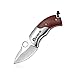 KUBEY Folding Pocket Knife with Wooden Handle Drop Point Shaving Sharp Blade Thumb Hole One Hand Opening for Outdoor Hunting Camping Tool (DM083-1)