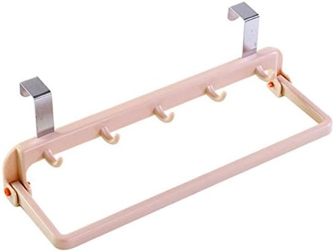 Over Cabinet Door Hooks with Folding/Swivel Dish Towel Bar Holder (Pink)