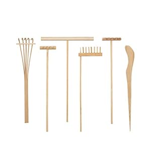 Healifty 6pcs Bamboo Zen Garden Rakes Meditation Sand Mini Zen Garden Tools Accessories for Home Office Table Decoration