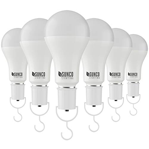 Sunco Lighting 6 Pack Rechargeable Emergency Bulb, A21, 11W, 4000K Cool White, E26, Battery Powered LED Bulb, 2 Hours Backup, Portable Camping Light - UL