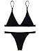 X-HERR Women's Wide Band Triangle Top Cheeky Bottom Bikini Swimsuits (Black,X-Large)
