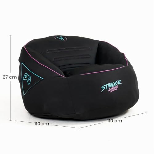 Woxter Stinger Puff Gaming – Ergonomic, Gaming Chair, Filling Included, Stain and Breathable Fabric, Gray & Black