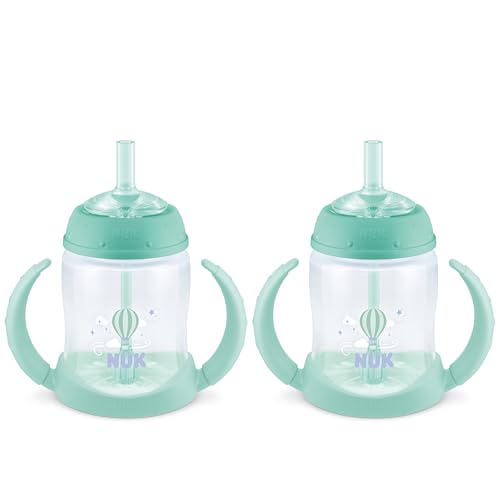 NUK Learner Straw Cup, 5oz, 2-Pack - Toddler Sippy Cup with Soft...