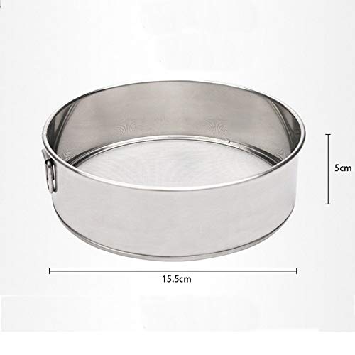 Falytemow Flour Sifter Round Flour Sieve Strainer with 40 Mesh Premium Rustproof Stainless Steel Fine Mesh for Baking 6 inch Diameter x 2 inch High