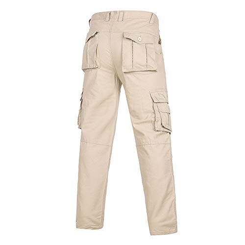 Fashion Men's Casual Outdoors Button Multi-Pocket Work Trouser Cargo Long Pants Beige - Thumbnail 4
