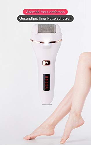 bemece Elektrischer Hornhautentferner, Wasserdicht Elektrische Fußfeile, USB wiederaufladbar, Mit Batterieanzeige und Beleuchtung
