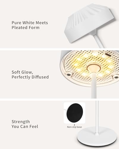 LuminexDesigns Wireless LED Table Lamp with Rechargeable Battery, Dimmable and Touch - IP54 Waterproof, Modern Ambient Light for Bedroom, Living Room, Balcony and Garden
