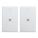 1 Port Ethernet Wall Plate - ESYLink Cat6 RJ45 Wall Plate Female to Female in White(2-Pack)