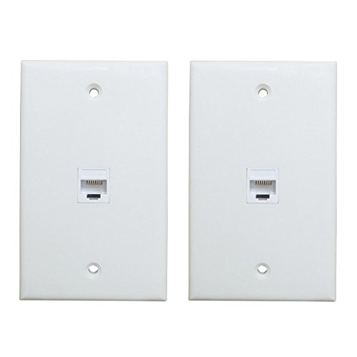 1 Port Ethernet Wall Plate - ESYLink Cat6 RJ45 Wall Plate Female to Female in White(2-Pack)