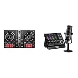 Hercules DJControl Inpulse 300 MK2 & Stream Essential Kit DJ Bundle, Includes Stream 200 XLR and XLR Microphone HXD-700 XLR microphone + 3 Months Voicemod Pro, (OBS, Streamlabs), Compatible with PC On