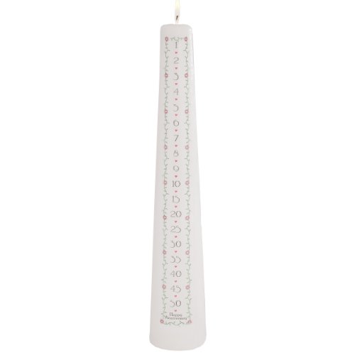 Celebration Candles Wedding Unity 15-Inch 1 to 50 Year Numbered Countdown Anniversary Candle, White