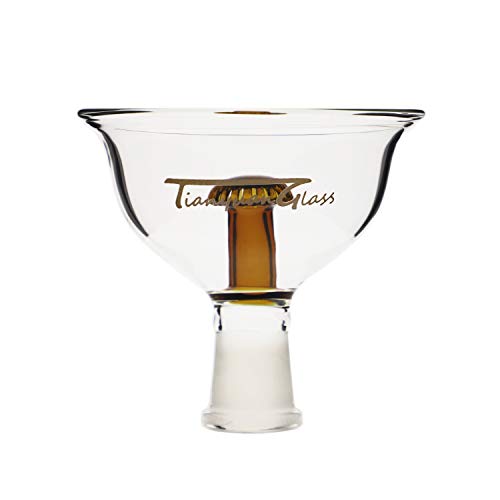 TIANYUAN Glass Hookah Bowl Female 19mm Clear with Amber Shower Universal for All Male 19mm Hookah