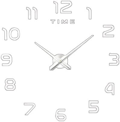 Home Meidi 3D Mirror Number Time Acrylic Sticker Wall Clock Room Decor, Silver Large