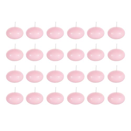 Mega Candles 24 pcs Unscented Pink Floating Disc Candle, Hand Poured Paraffin Wax Candles 1.5 Inch Diameter, Home Décor, Wedding Receptions, Baby Showers, Birthdays, Celebrations & Party Favors