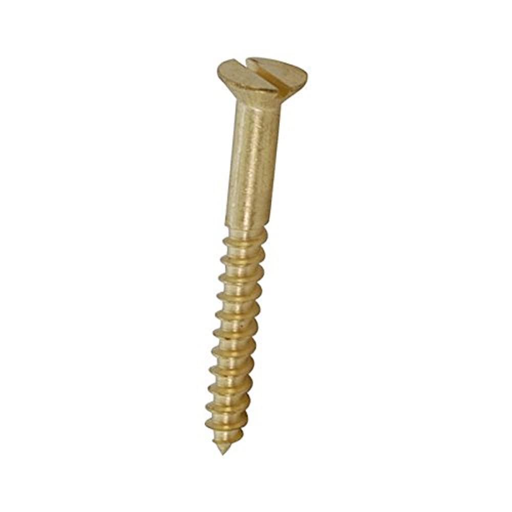 Merriway BH03466 (4 Pcs) 2-inch x 10 mm Solid Brass Slotted CSK Screw - Pack of 4 Pieces