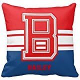 Red Varsity Sport Letter Monogram Initial B Throw Pillow Case