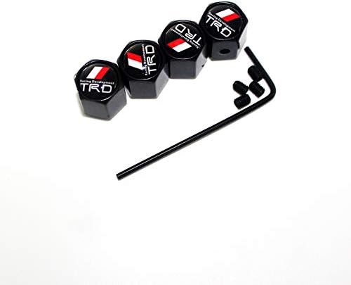 Anti-theft Metal Car Tire Stem Air Valve Caps For Toyota TRD Emblem Decoration (black)