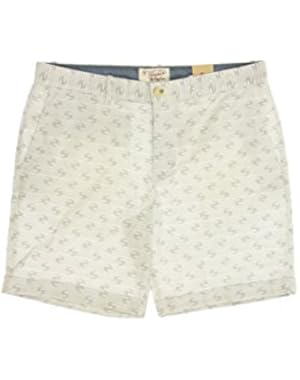 Men's Beige Variegated Flat Front Walking Shorts