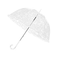 MISSYO Stick Clear Umbrella Lace Crystal Handle Transparent Bubble Dome Shape Princess Rain Umbrella for Outdoor Weddings Events