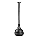 mDesign Modern Compact Plastic Toilet Bowl Brush and Plunger Combo Set with for Bathroom Storage and Organization - Sturdy, Heavy Duty, Deep Cleaning, 2 Pieces - Black