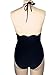 Blooming Jelly Scallop One Piece Swimsuit Bathing Suit Monokini Swimming Set, Medium, Black