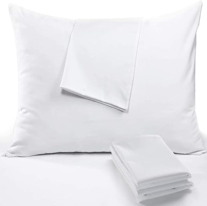 RICHAIR - Pillow Protector 65 x 65 cm Set of 2 Waterproof - Pillow Case with Zip - Breathable and Anti-Bug & Dust Mite - White Polyester Pillow Protector
