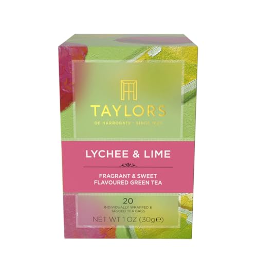 Taylors of Harrogate Lychee & Lime Green Tea Bags, 20ct (Pack of 6)