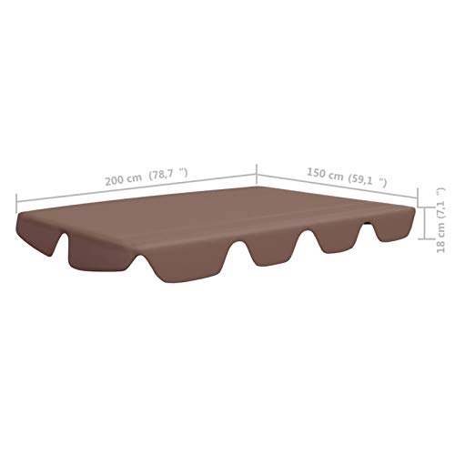 Tidyard Ersatzdach Hollywoodschaukel Gartenschaukel Universal Ersatz Bezug Sonnendach Schaukel Dach Stoff Braun 226 x 186 cm – Bild 6