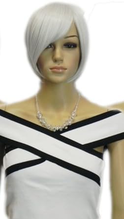 Paixpays Smoke Grey White Bob Elegant Full Synthetic Short Cosplay Party wig