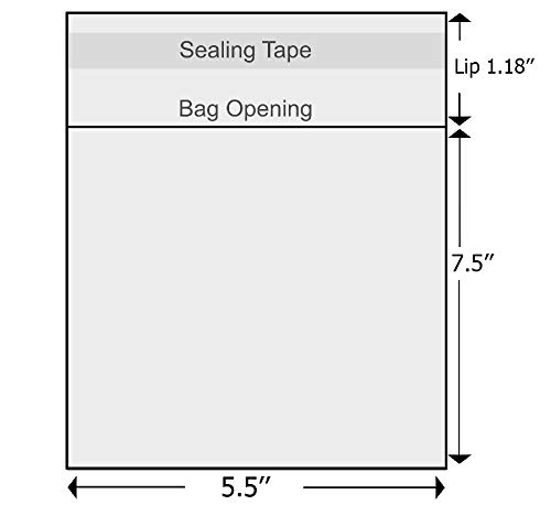 Delatanus 150 Pcs 5-1/2'' x 7-1/2'' Clear Cellophane Cello Bags,Thick Greeting Card Plastic Sleeves-Fit 5 X 7 Inch Cards Photos A6 A7 Envelopes Candy Treats 1.5-Mil