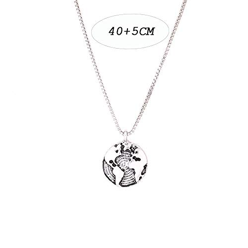 Gift Silver Tiny Round Globe Earth Jewelry Pendant Necklace World Map