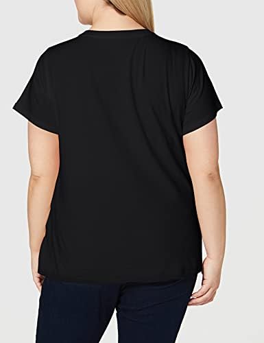 Women's Plus Size Perfect Tee T-Shirt, Batwing Logo, Stonewashed Black, 1XL