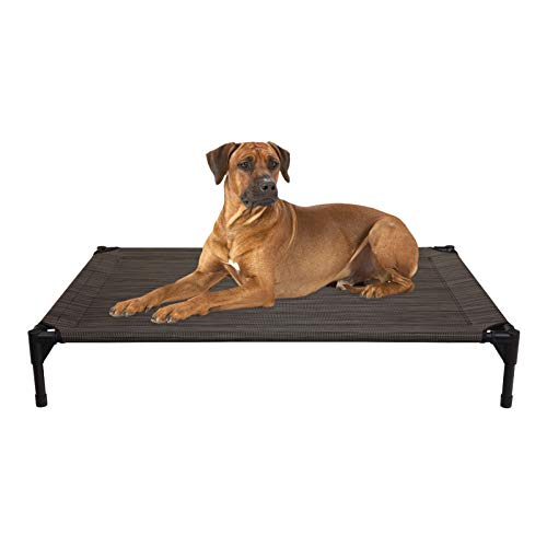 Veehoo Cooling Elevated Dog Bed - Portable Raised Pet Cot with Washable & Breathable Mesh, No-Slip Rubber Feet for Indoor & Outdoor Use, Oversize Package, Large | Brown