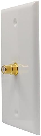 RCA Subwoofer Wall Plate - Single RCA Connector Audio Wall Plate for Subwoofer - 1 Port in white