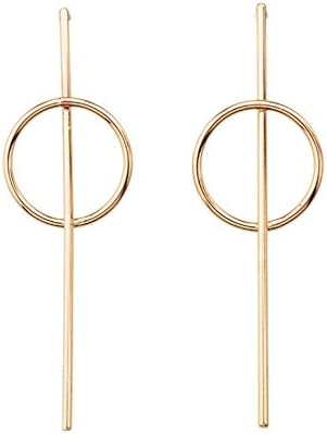 YUELILI Female Earrings Rose Gold Round with Simple Geometric Design of Long Section