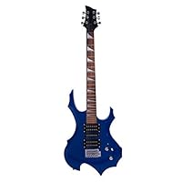 Ryokozashi 6 String Solid-Body Electric Guitar with Bag for Beginner Starter, Flame Trans Blue Burst