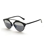 GAMT New Fashion Cateye Polarized Sunglasses For Women Classic Style Black Frame Silver and Grey Lens