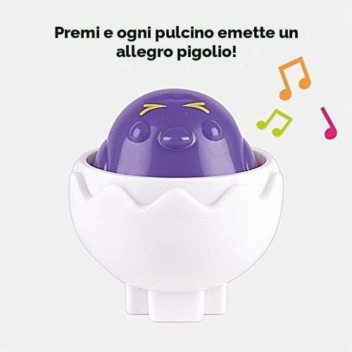TOMY Toomies - Uova Giocattolo per Bambini con 3 Pulcini Che squittiscono e 3 Pulcini sonaglio, Colori e Forme, Giocattoli sensoriali per Bambini da 6 Mesi a 36 Mesi