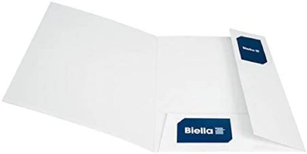Biella Premium offer and presentation folder PEARL #1 for DIN A4 folder with transparent pocket open at the top 2 flaps and business card punching white for company presentations SWISS MADE