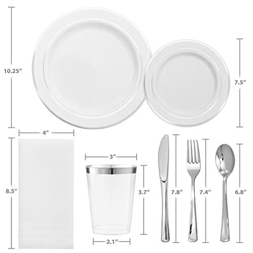 Silver Disposable Plates Set For 50 Guest 450 Piece Silver Plastic