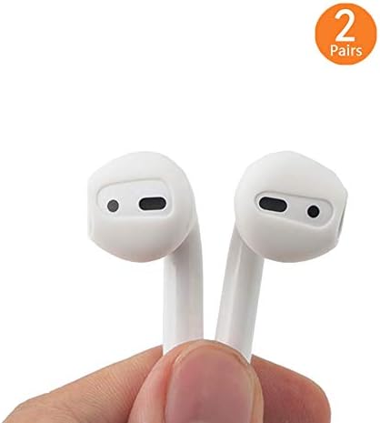 [Fit in The case] AirPods Earpods Covers Anti-Slip Silicone Soft Sport Covers Accessories Apple AirPods/AirPods2 Earbud airpods eartips, Support Charge with Tips on 2 Pairs (White)