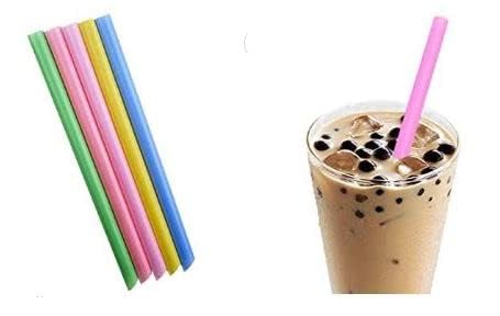 Wild Monk Compostable Bubble Tea Straws - 1.2x21cm, Biodegradable Plant-Based Material, Chunky, Individually Wrapped, Colorful - 50 Pack