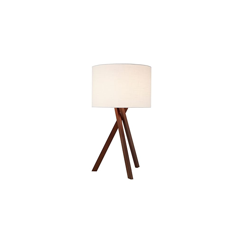 Amazon Brand Rivet Atlas MidCentury Modern Wood Tripod Table Desk Lamp with Light Bulb and