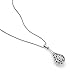 CHUVORA 925 Oxidized Sterling Silver Open Filigree 3D Puffed Teardrop Design Pendant Necklace, 18