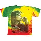 Bob Marley Men's Rasta Smoke Tie Dye T-shirt Tie-Dye