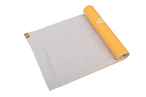 Harmony Idea Organic Yoga Towel for mat. Natural linen towels - non slip, for Hot Yoga, Bikram and Pilates. (Gray, 68" x 24")
