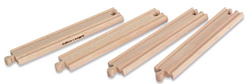 Eichhorn 100001411 - Bahn, lange gerade Schienen 20,5 cm, 4-tlg. FSC 100% Zertifiziertes Buchenholz, mit fast allen… – Bild 3