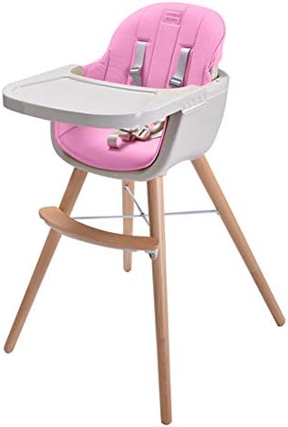 Ambermier Kids Wood High Chair, Perfect 3 in 1 Convertible Highchair with Harness, Removable Tray, and Adjustable Legs for Babies and Toddlers (6 Months & up)