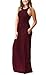 GRECERELLE Women's Sleeveless Casual Loose Pockets Maxi Party Long Dresses, Wine Red, X-Large