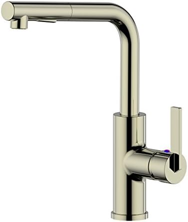 Derengge KF-9001-SS Single Handle Pull-out 1 Hole Kitchen Faucet cUPC NSF AB1953 Lead Free Brush Nickel
